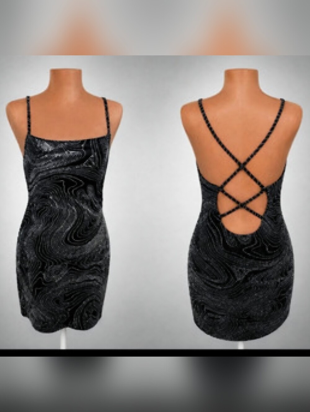 H&M Divided ~ Black & White Sparkle Backless Bodycon Formal Mini Dress~Medium